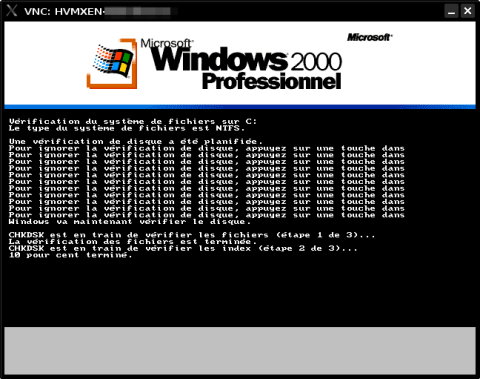Windowz 2000, sous Xen, avec VNC